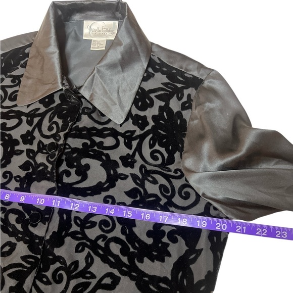 Vintage Diane Von Furstenberg Silk Velvet Burnout Button Up Collard Blouse - Picture 6 of 8